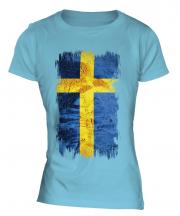 Sweden Grunge Flag Ladies T-Shirt
