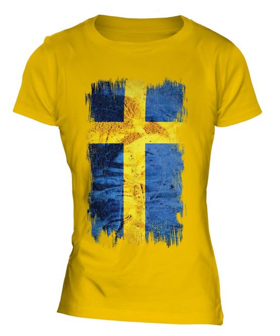 Sweden Grunge Flag Ladies T-Shirt