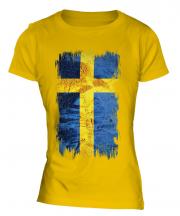 Sweden Grunge Flag Ladies T-Shirt