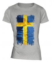 Sweden Grunge Flag Ladies T-Shirt