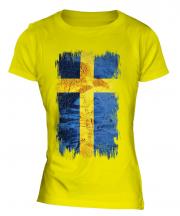 Sweden Grunge Flag Ladies T-Shirt