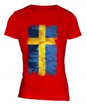 Sweden Grunge Flag Ladies T-Shirt