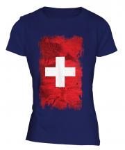 Switzerland Grunge Flag Ladies T-Shirt