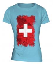 Switzerland Grunge Flag Ladies T-Shirt