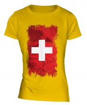 Switzerland Grunge Flag Ladies T-Shirt