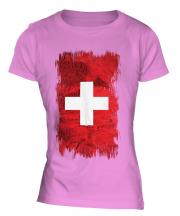 Switzerland Grunge Flag Ladies T-Shirt