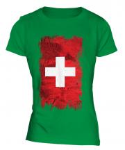 Switzerland Grunge Flag Ladies T-Shirt