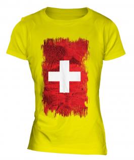 Switzerland Grunge Flag Ladies T-Shirt