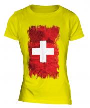 Switzerland Grunge Flag Ladies T-Shirt