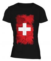 Switzerland Grunge Flag Ladies T-Shirt