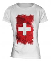 Switzerland Grunge Flag Ladies T-Shirt