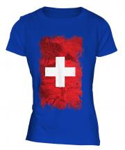 Switzerland Grunge Flag Ladies T-Shirt