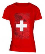 Switzerland Grunge Flag Ladies T-Shirt