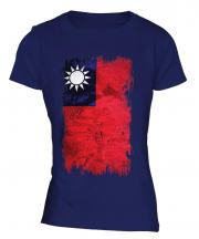 Taiwan Grunge Flag Ladies T-Shirt