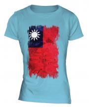 Taiwan Grunge Flag Ladies T-Shirt