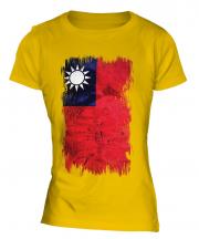 Taiwan Grunge Flag Ladies T-Shirt