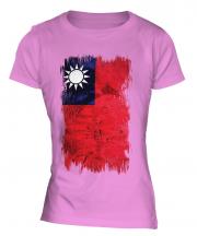 Taiwan Grunge Flag Ladies T-Shirt