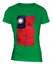 Taiwan Grunge Flag Ladies T-Shirt