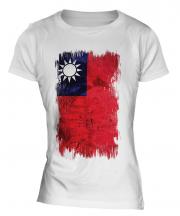 Taiwan Grunge Flag Ladies T-Shirt