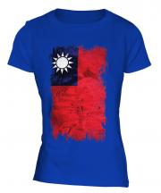 Taiwan Grunge Flag Ladies T-Shirt
