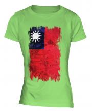Taiwan Grunge Flag Ladies T-Shirt