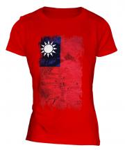 Taiwan Grunge Flag Ladies T-Shirt