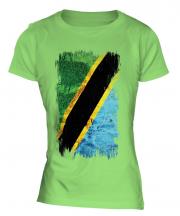 Tanzania Grunge Flag Ladies T-Shirt