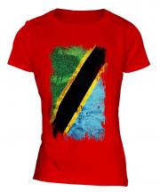 Tanzania Grunge Flag Ladies T-Shirt