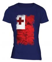 Tonga Grunge Flag Ladies T-Shirt