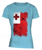 Tonga Grunge Flag Ladies T-Shirt