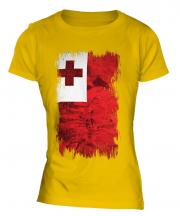 Tonga Grunge Flag Ladies T-Shirt