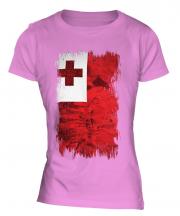Tonga Grunge Flag Ladies T-Shirt