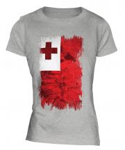 Tonga Grunge Flag Ladies T-Shirt