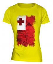 Tonga Grunge Flag Ladies T-Shirt