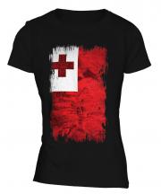 Tonga Grunge Flag Ladies T-Shirt