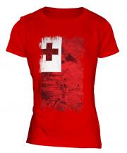 Tonga Grunge Flag Ladies T-Shirt