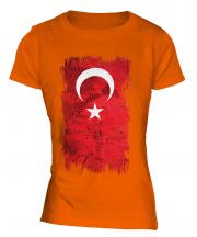 Turkey Grunge Flag Ladies T-Shirt