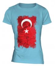Turkey Grunge Flag Ladies T-Shirt