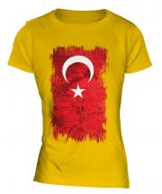 Turkey Grunge Flag Ladies T-Shirt