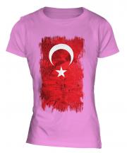 Turkey Grunge Flag Ladies T-Shirt