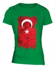 Turkey Grunge Flag Ladies T-Shirt