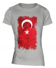 Turkey Grunge Flag Ladies T-Shirt