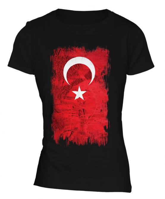 Turkey Grunge Flag Ladies T-Shirt