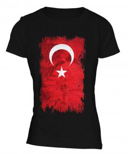 Turkey Grunge Flag Ladies T-Shirt