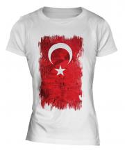 Turkey Grunge Flag Ladies T-Shirt