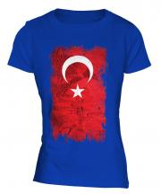 Turkey Grunge Flag Ladies T-Shirt