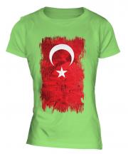 Turkey Grunge Flag Ladies T-Shirt