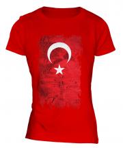 Turkey Grunge Flag Ladies T-Shirt