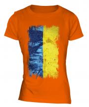 Ukraine Grunge Flag Ladies T-Shirt