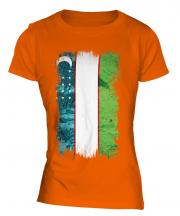 Uzbekistan Grunge Flag Ladies T-Shirt